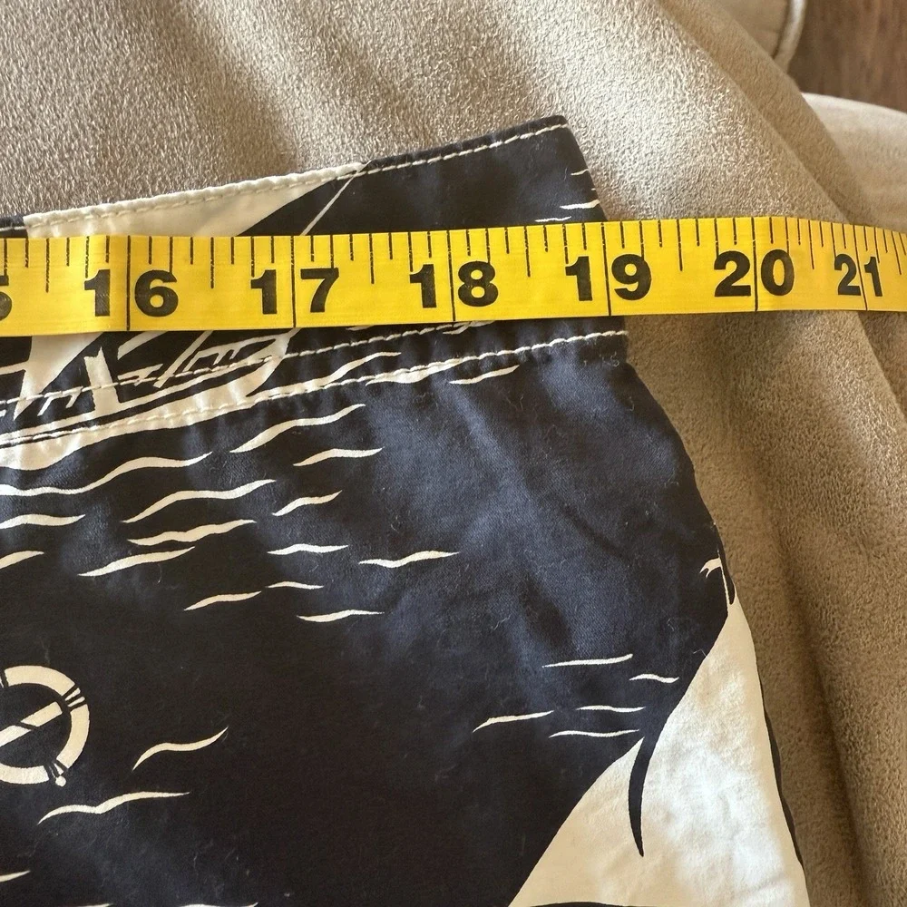 Ralph Lauren Polo Mens 36 Navy Nautical Swim Trunks Board Shorts‎ Sailboats Surf